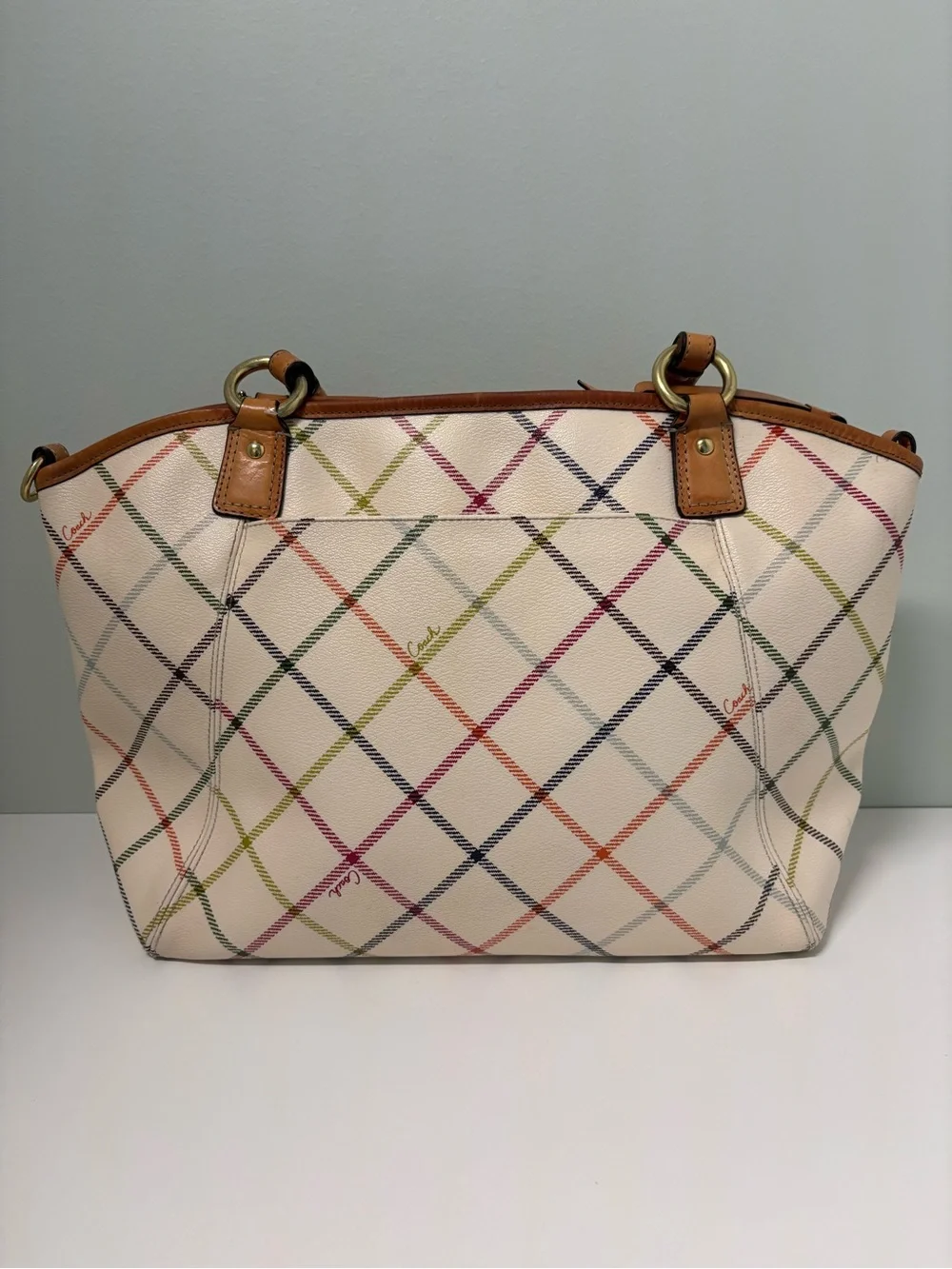 Coach F10924 Peyton Tattersall Pocket Tote